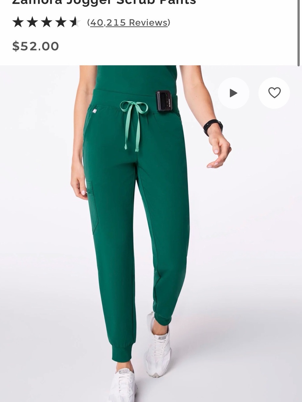 NWT Figs Hunter Green Zamora Jogger Scrub Pants